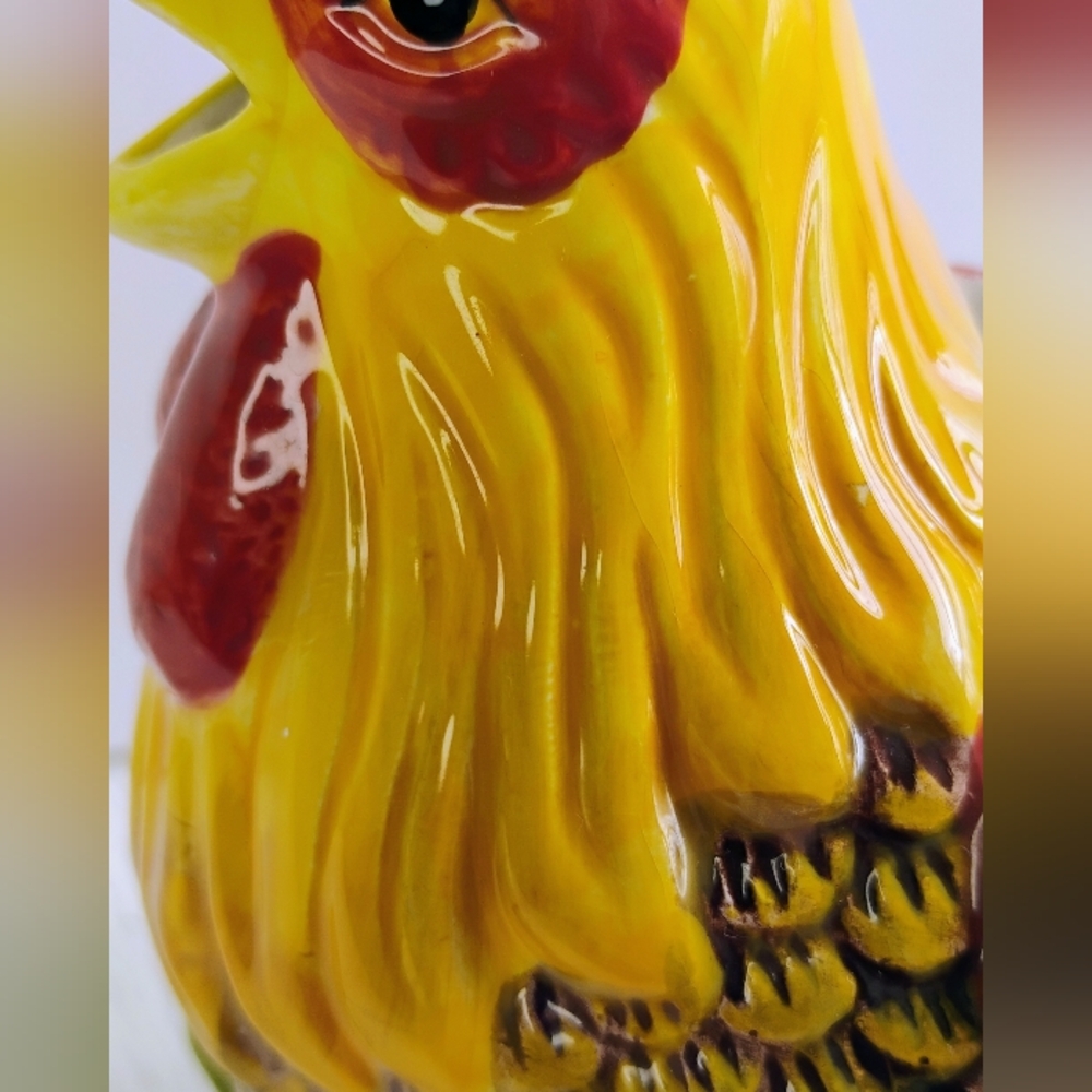 Antique Ceramic Rooster Teapot & Lid Hand Painted 6.5" Tall Farmhouse Decor N-1 - Picture 11 of 16